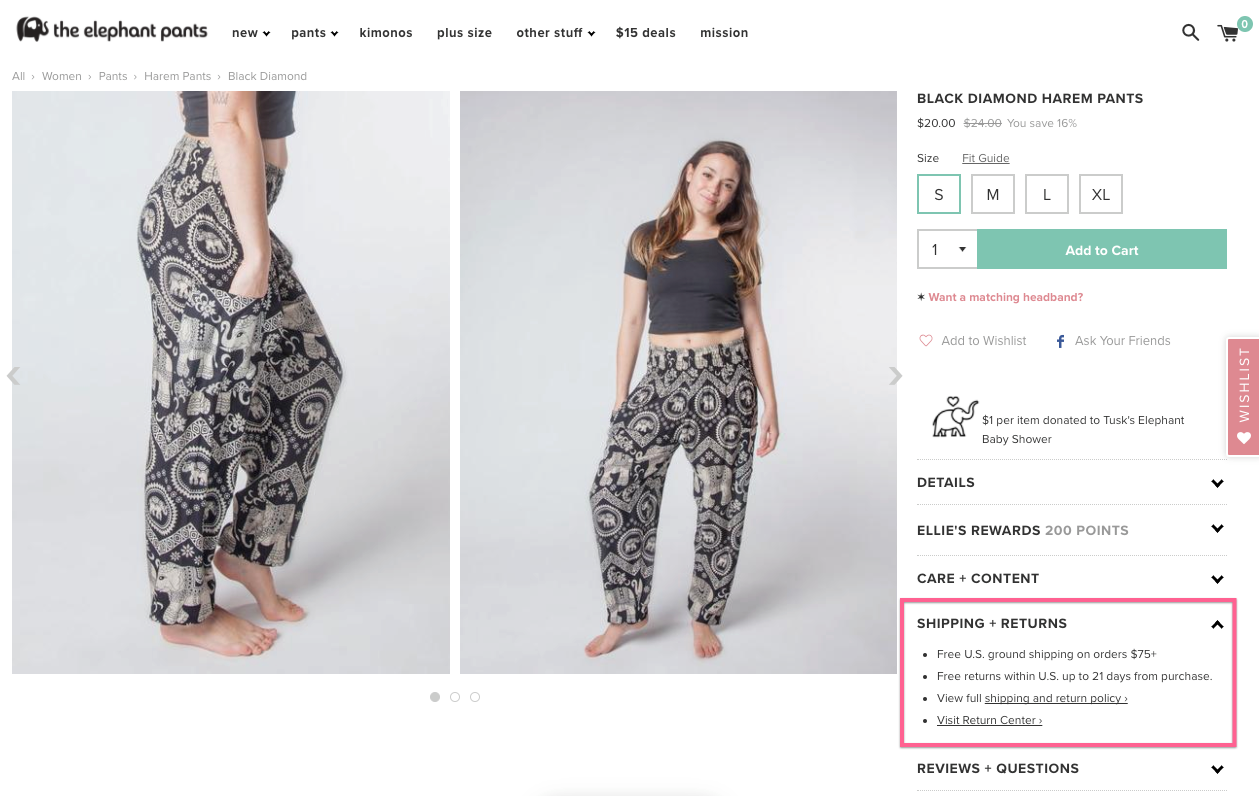 elephant pants free ship offer in buy section